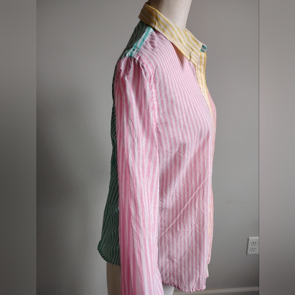 American Living Ralph Lauren Cotton Button Up Shirt Mixed Stripe Colorful Sz Lg - Picture 6 of 16